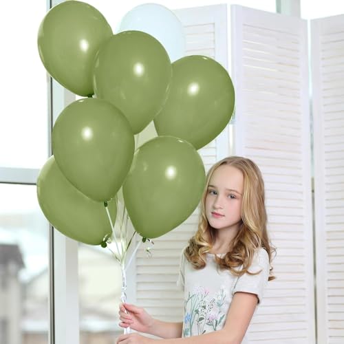 TOYXE 50 Pcs Retro Balloons Made of Strong Rubber (Sage Green) - Image 3