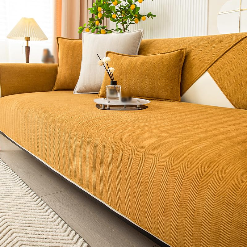 Rosygulls مضحك غلاف الأريكة الغامض غلاف Chenille Couch Purniture Protector Funder Fuzzy Couch Couch for Sofa مضحك أريكة غير قسيمة تغطي جميع الأريكة الأريكة العامة 35.4x35.4in-Herringbone-Orange - Image 1