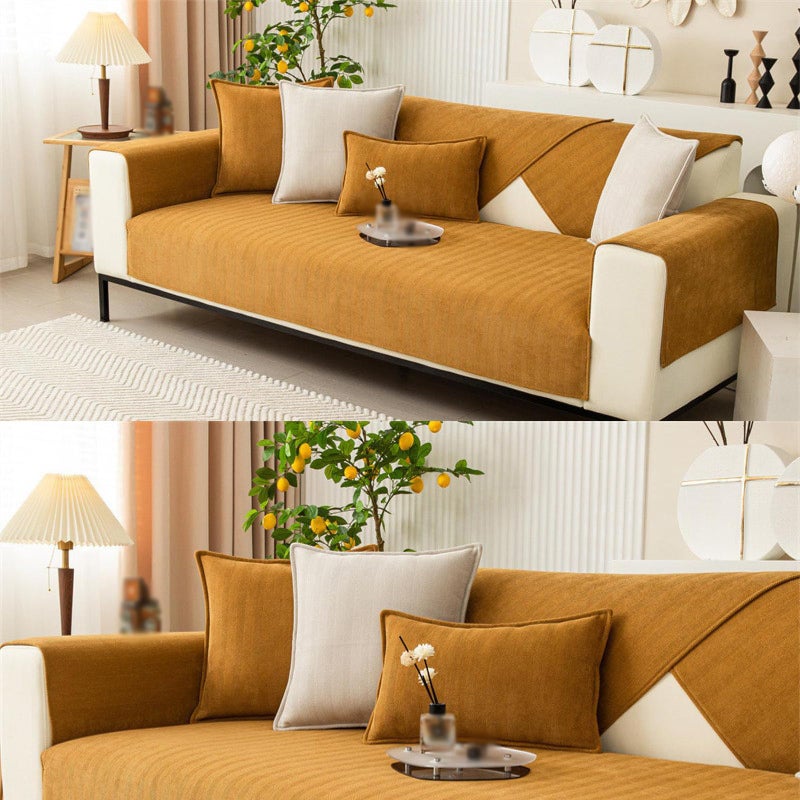 Rosygulls مضحك غلاف الأريكة الغامض غلاف Chenille Couch Purniture Protector Funder Fuzzy Couch Couch for Sofa مضحك أريكة غير قسيمة تغطي جميع الأريكة الأريكة العامة 35.4x35.4in-Herringbone-Orange - Image 3