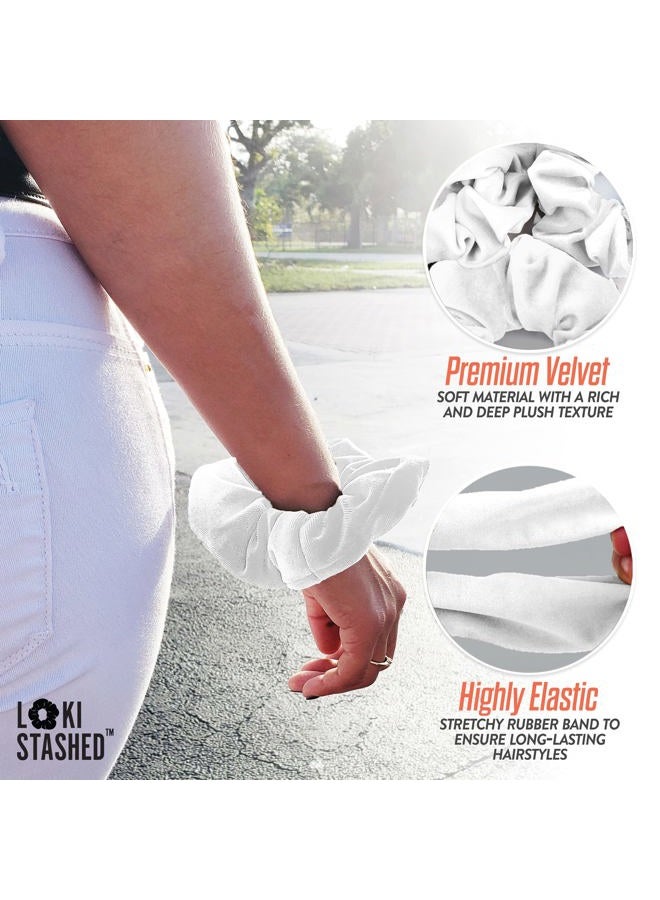 LokiStashed 3-PACK Velvet Hair Tie Scrunchies for VSCO Girls & Women, THE ORIGINAL HIDDEN POCKET SCRUNCHIE with Zipper Pocket Storage, Accessories, Small Items, Keys, Money - Triple White Set - Image 4