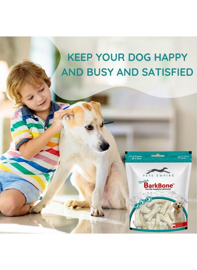 Pets Empire - Rawhide Pressed Chew Dog Bone Pack 4 Inches, Chewy Dogs Training And Feeding Treats, Crunchy Chew Calcium Bones, Pet Haddi Treat For Dogs, Pups, Puppies - 500G - Image 1