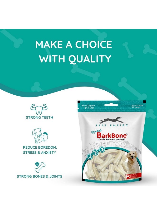 Pets Empire - Rawhide Pressed Chew Dog Bone Pack 4 Inches, Chewy Dogs Training And Feeding Treats, Crunchy Chew Calcium Bones, Pet Haddi Treat For Dogs, Pups, Puppies - 500G - Image 1