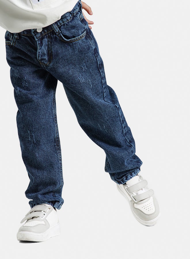 ريمينت بنطال جينز مريح للولاد ازرق داكن - Image 1