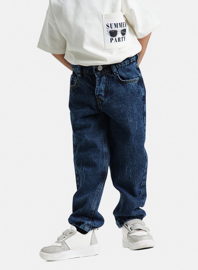 ريمينت بنطال جينز مريح للولاد ازرق داكن - Image 3