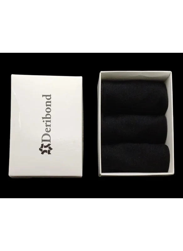 Deribond 3 Piece Ankle Socks Women Cotton Black