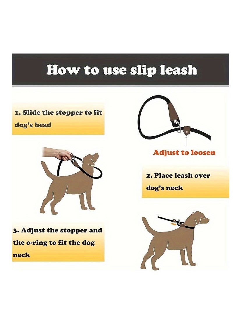 Generic Heavy Duty Explosion Proof Dog Leash - High Quality 1.5 Meter Nylon Leash with Leather Connector - Perfect Leash for Large, Medium and Small Dogs, Black and Brown, with Pet Carrier Waste Bag - Image 3