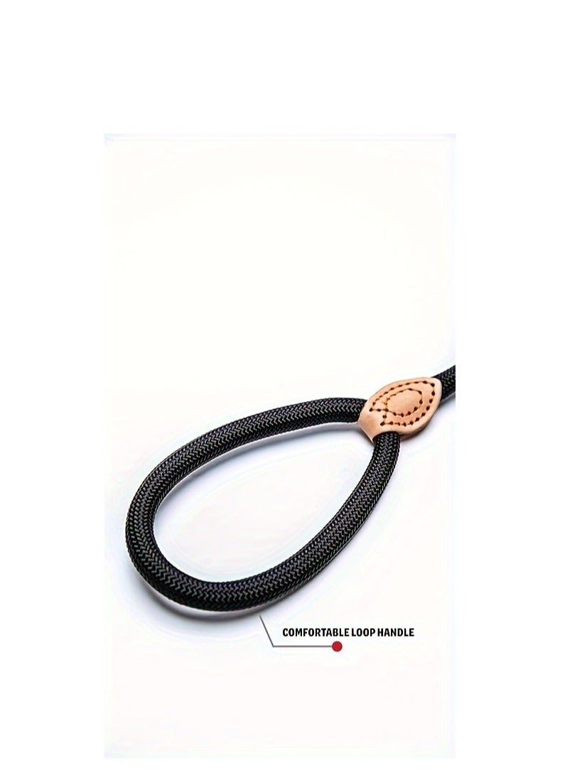 Generic Heavy Duty Explosion Proof Dog Leash - High Quality 1.5 Meter Nylon Leash with Leather Connector - Perfect Leash for Large, Medium and Small Dogs, Black and Brown, with Pet Carrier Waste Bag - Image 4