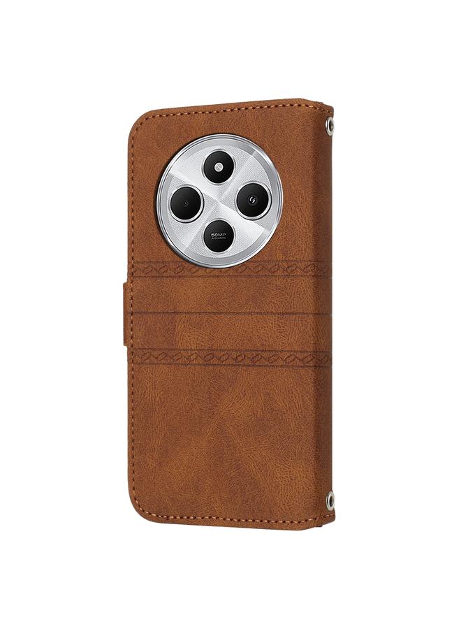S-TOP Case For Redmi 14C 4G Embossed Stripes Skin Feel Leather Phone Case - Image 3