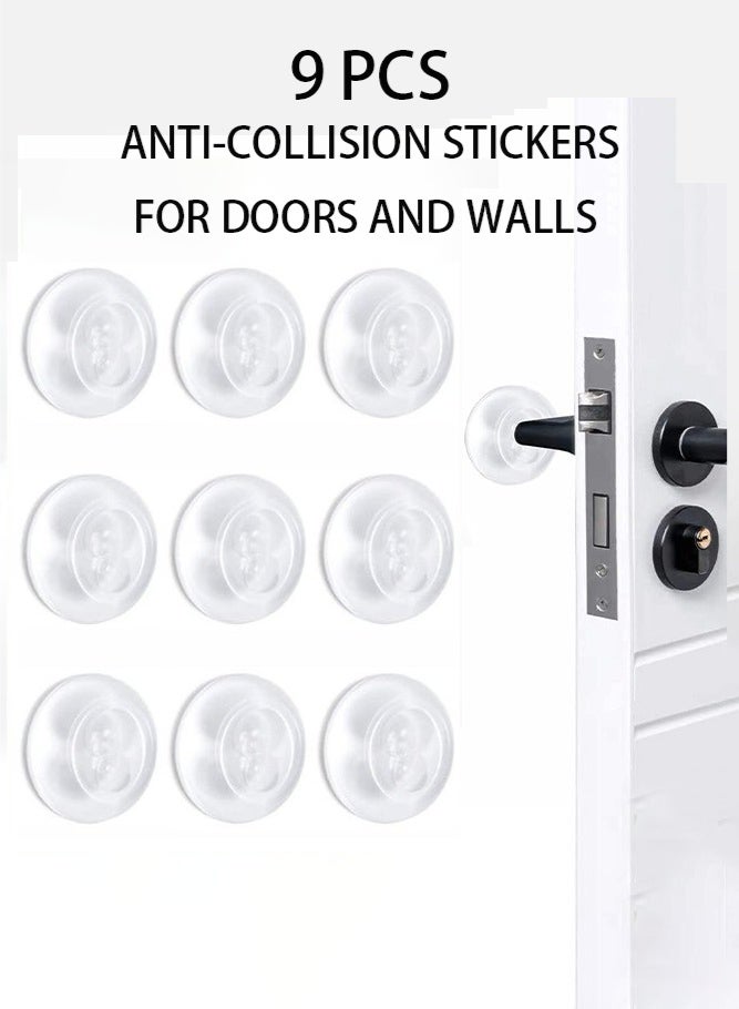 9 قطع من واقيات الأبواب والجدران، واقي لاصق للصدمات، واقيات أبواب مطاطية قابلة لإعادة الاستخدام، واقي جداري ممتص للصدمات لمقبض الباب (شفاف) - Image 1