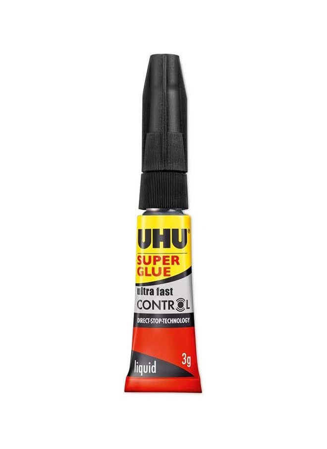 UHU Super Glue Control, Extra Fast And Strong Liquid, Clean And Precise Application,No Spill Mechanism Tube, 3G, Transparent  - Image 1