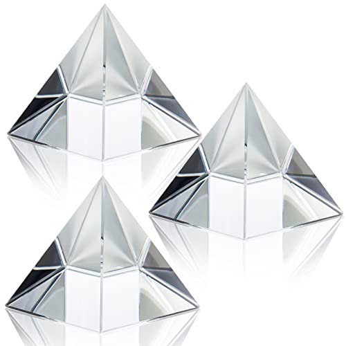 ZEAYEA 3 Pack Clear Crystal Pyramid, 2.4" Crystal Pyramid Prism, Glass Paperweight Pyramids Desk Ornament for Photography, Meditation, Home Office Decor, Gift, Pyramids Collectible - Image 1