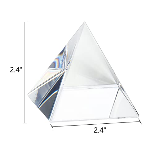 ZEAYEA 3 Pack Clear Crystal Pyramid, 2.4" Crystal Pyramid Prism, Glass Paperweight Pyramids Desk Ornament for Photography, Meditation, Home Office Decor, Gift, Pyramids Collectible - Image 2