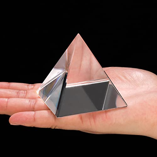 ZEAYEA 3 Pack Clear Crystal Pyramid, 2.4" Crystal Pyramid Prism, Glass Paperweight Pyramids Desk Ornament for Photography, Meditation, Home Office Decor, Gift, Pyramids Collectible - Image 3