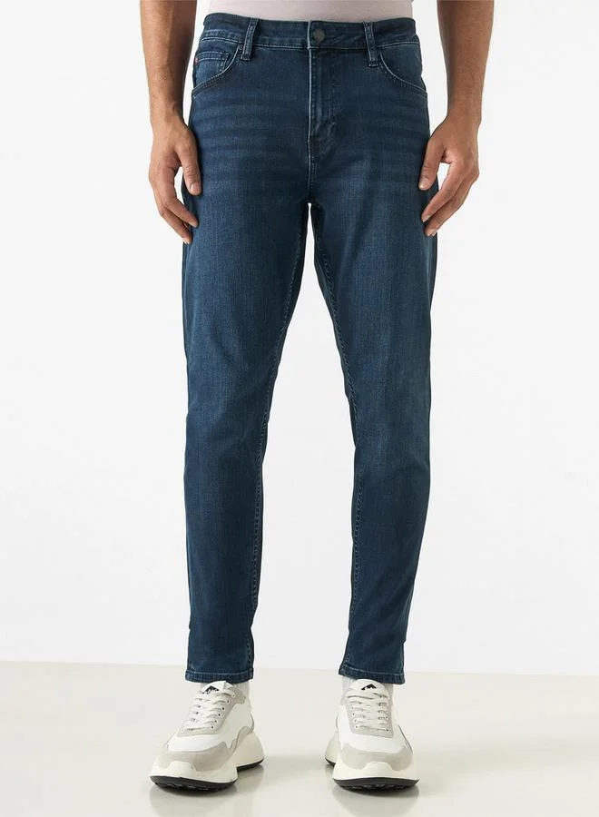 Lee Cooper Skinny Fit Mid-Rise Jeans with Pockets