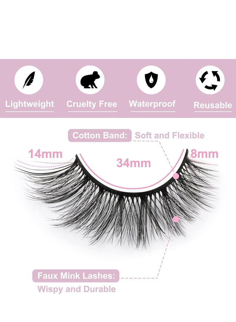 BOSART 14 Pairs False Eyelashes, 14mm Faux 3D Mink Lashes Natural Look Cat Eye Wispy Lashes Pack, Lash Extension Kit to 14mm. - Image 2