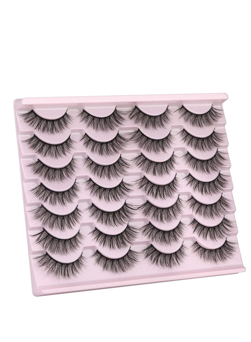 BOSART 14 Pairs False Eyelashes, 14mm Faux 3D Mink Lashes Natural Look Cat Eye Wispy Lashes Pack, Lash Extension Kit to 14mm. - Image 5