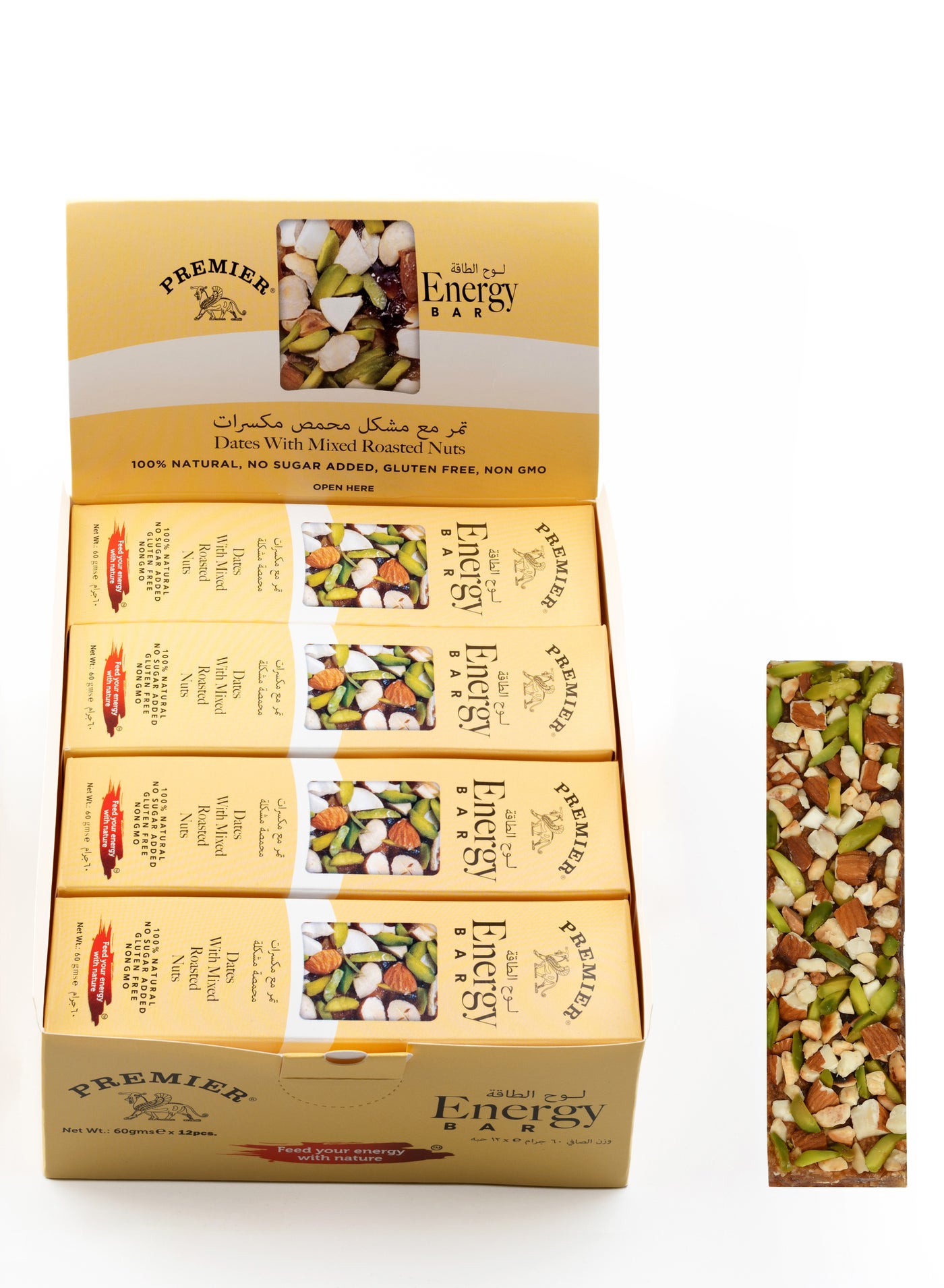 Premier Energy Bar: Dates With Mixed Roasted Nuts 60g x 12 Pcs