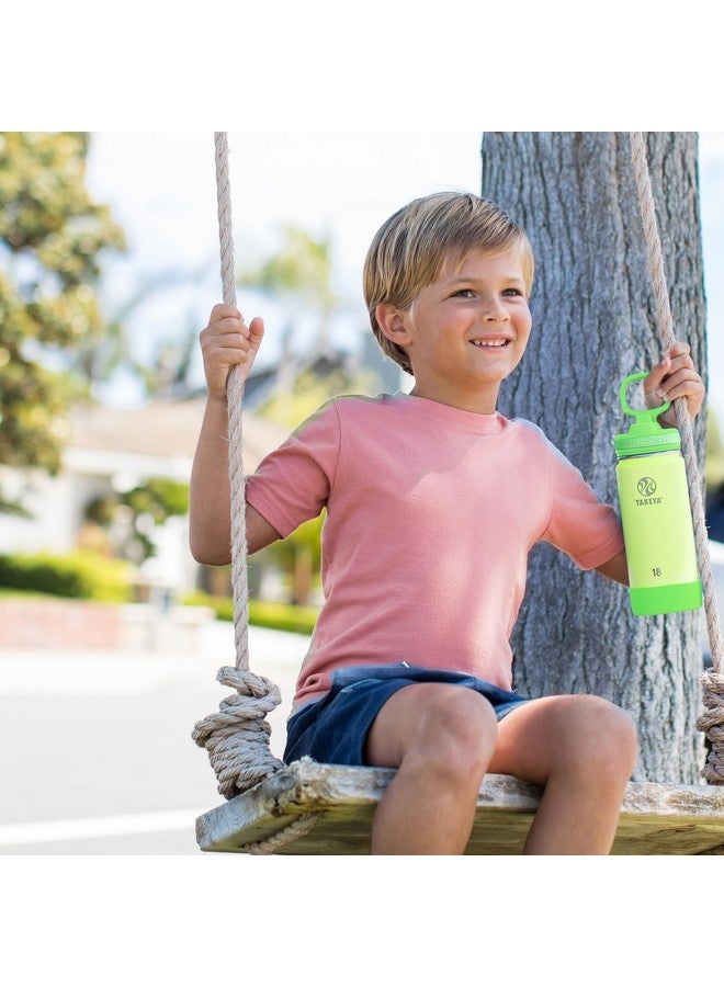 Takeya Actives Kids Glow-in-the-Dark Water Bottle with Straw Lid - Stainless Steel Bottle with BPA-Free Lid - Reusable & Dishwasher-Safe Water Bottle - 18 oz, Lightning Green - Image 3