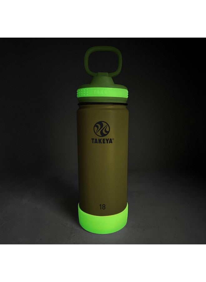 Takeya Actives Kids Glow-in-the-Dark Water Bottle with Straw Lid - Stainless Steel Bottle with BPA-Free Lid - Reusable & Dishwasher-Safe Water Bottle - 18 oz, Lightning Green - Image 2