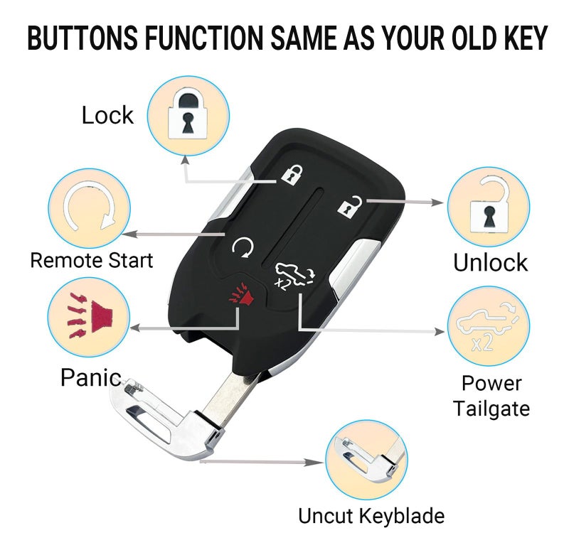 vurbemes Replacement Key Fob Cover fit for Chevy Silverado GMC Sierra Truck 1500 2500 3500 Smart Remote Keyless Entry Key Fob Shell - Image 4