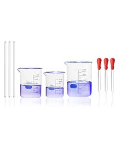 3 Pcs | Graduated Glass Beaker Set | 50ml, 100ml, 250ml | Borosilicate 3.3 Glass | Complete with Glass Droppers and Stirring Glass Rods | Laboratory Essentials - pzsku/ZEC08D917725703448673Z/45/_/1719317088/05de323e-d661-4d49-a97c-81953754a267