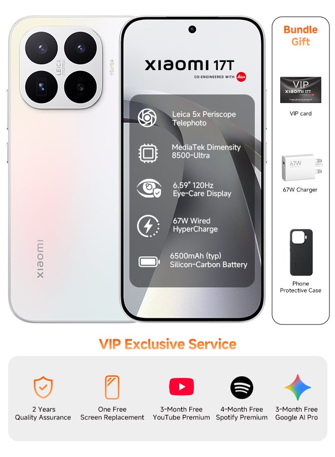 Xiaomi 17T Dual SIM 5G Optal White 12GB RAM 256GB - Global Version