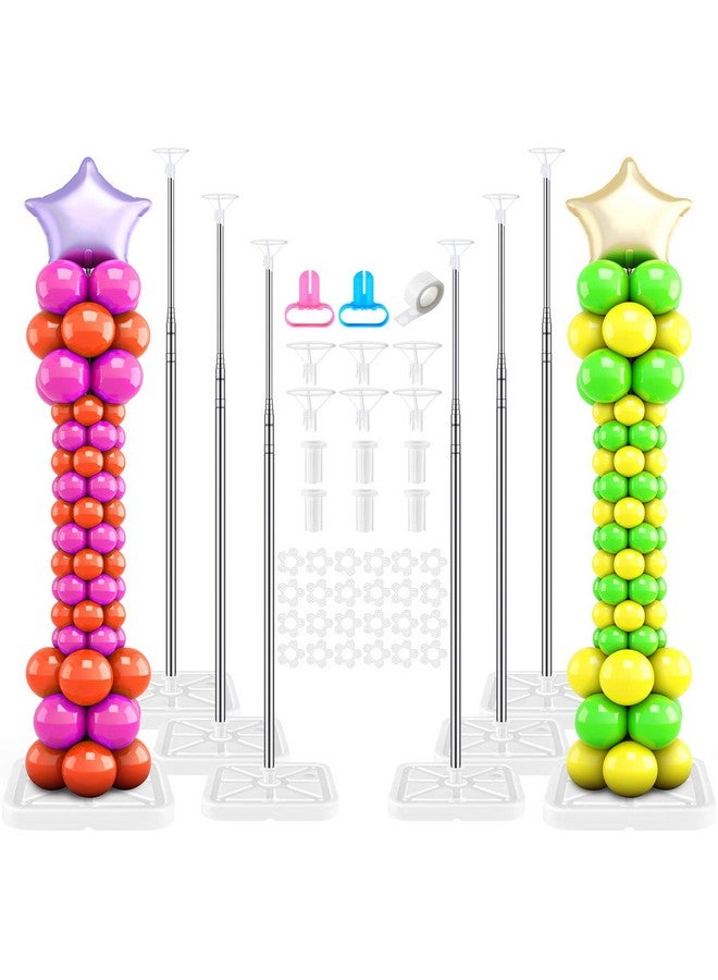 سراتي مجموعة حامل بالونات بطول 6.5 قدم، طقم عمود بالون للأرضية مع أعمدة معدنية قابلة للتعديل، طقم برج بالون مع قاعدة لتزيين حفلات أعياد الميلاد والتخرج (6 مجموعات) - Image 1