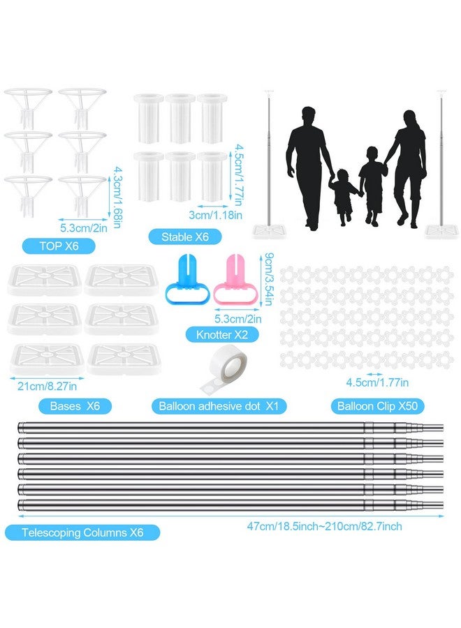 سراتي مجموعة حامل بالونات بطول 6.5 قدم، طقم عمود بالون للأرضية مع أعمدة معدنية قابلة للتعديل، طقم برج بالون مع قاعدة لتزيين حفلات أعياد الميلاد والتخرج (6 مجموعات) - Image 2