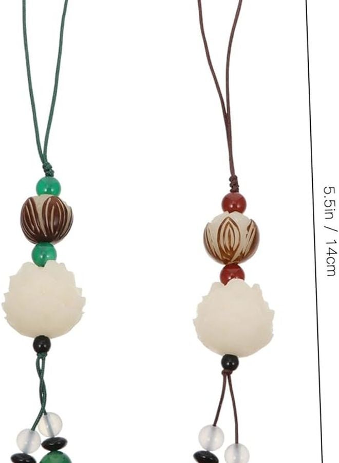 2Pcs Bodhi Root Keychain Pendants Red Green Agate Phone Bag Hanging Decor - Image 3