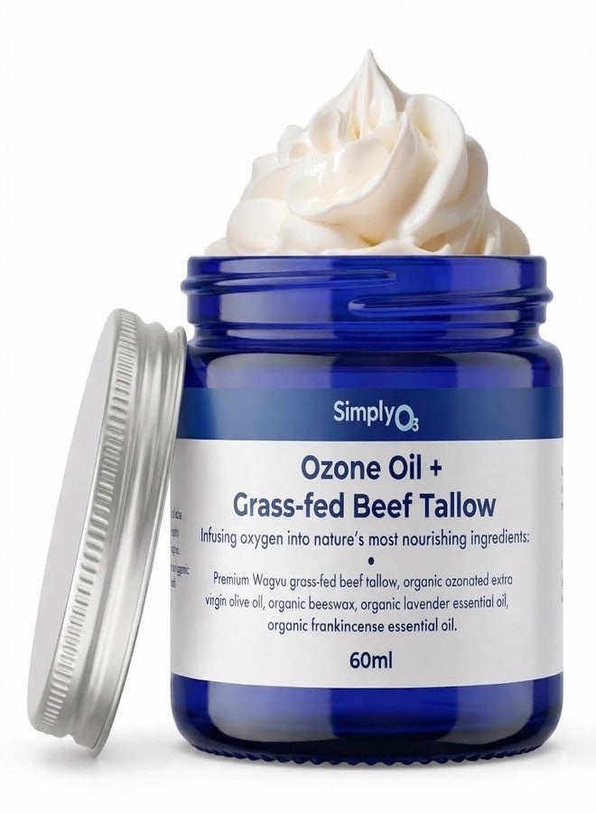 Simply O3 Beef Tallow For Face and Skin With Ozonated Oil, Grass-Fed Tallow For Wholebody | Organic Beeswax, Lavender & Frankincense | 60 ml 2 oz. - Image 1