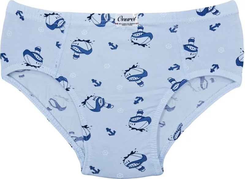 Onurel 5-Pack Boy Ship Patterned Colorful Lycra Briefs