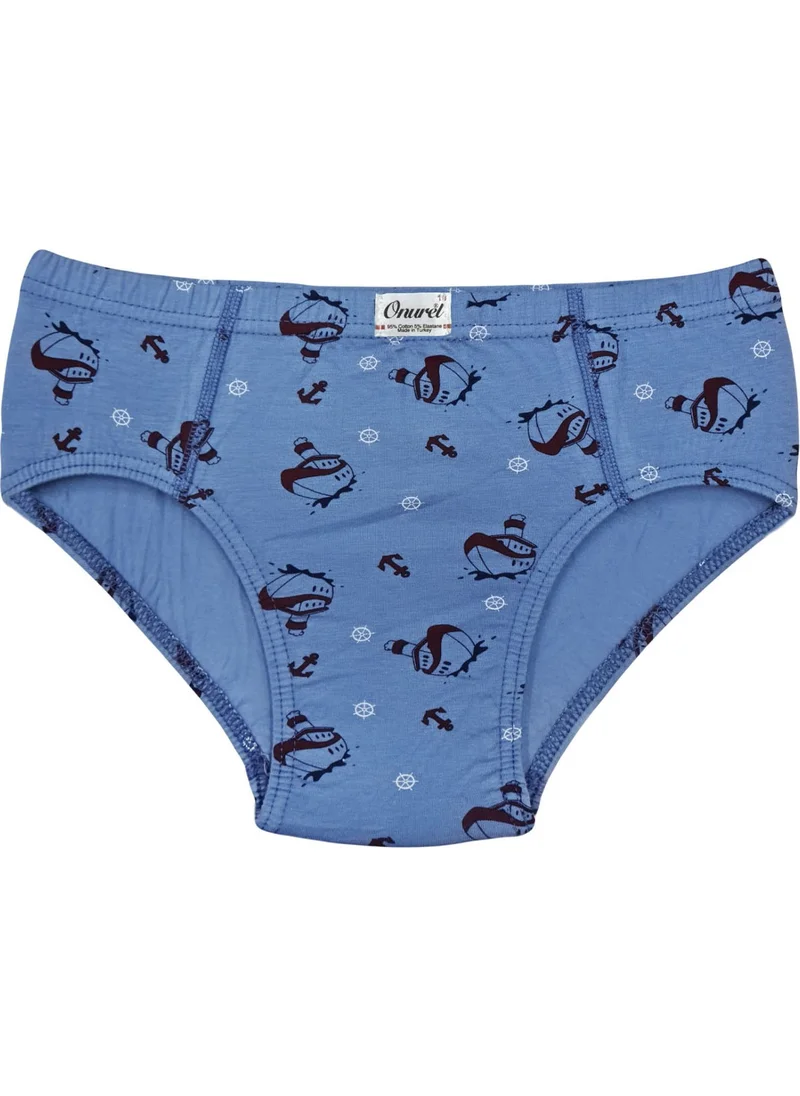 Onurel 5-Pack Boy Ship Patterned Colorful Lycra Briefs