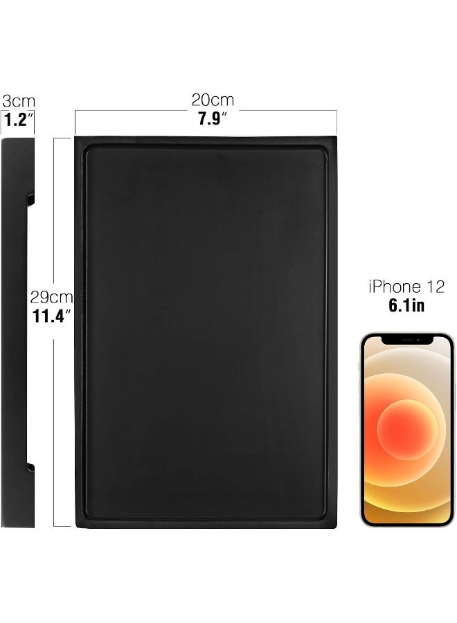 Luxspire Vanity Tray, Toilet Tank Storage Tray, Resin Bathtub Tray Bathroom Tray Black Tray, Vanity Organizer For Tissues, Candles, Soap, Towel, Plant, Etc - Large Size - Black  - Image 1