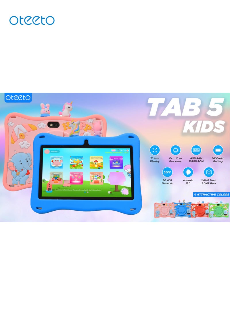 Oteeto - Oteeto TAB 5 Kids Tablet/7 Inches IPS/4GB RAM + 128GB ROM/Octa Core 1.3 GHz/2MP Front +5MP Rear Camera/3000 mAh/Android 13/5G Wifi - Image 1