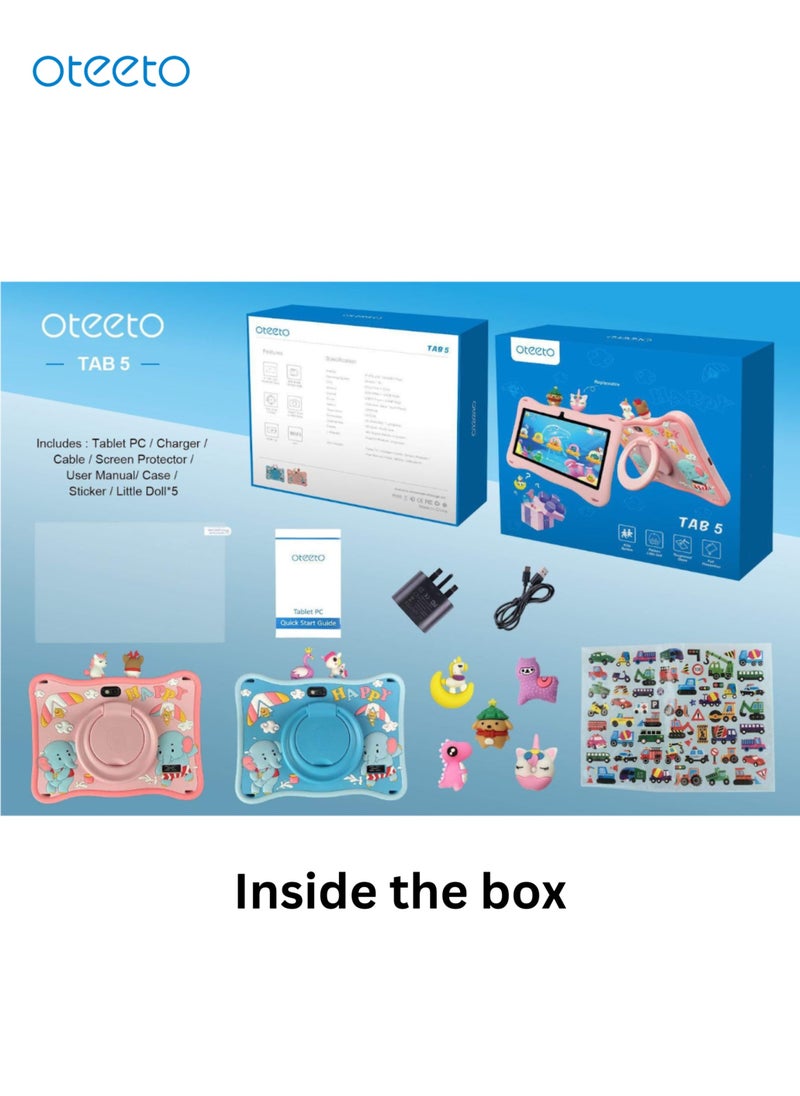 Oteeto - Oteeto TAB 5 Kids Tablet/7 Inches IPS/4GB RAM + 128GB ROM/Octa Core 1.3 GHz/2MP Front +5MP Rear Camera/3000 mAh/Android 13/5G Wifi - Image 1