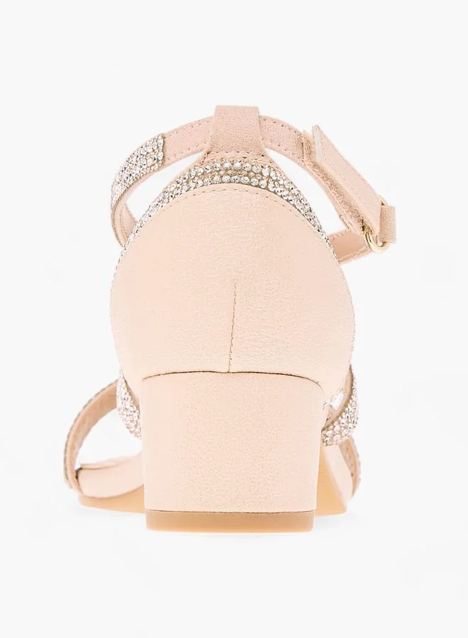 Celeste Girl's Embellished Sandals with Hook and Loop Closure