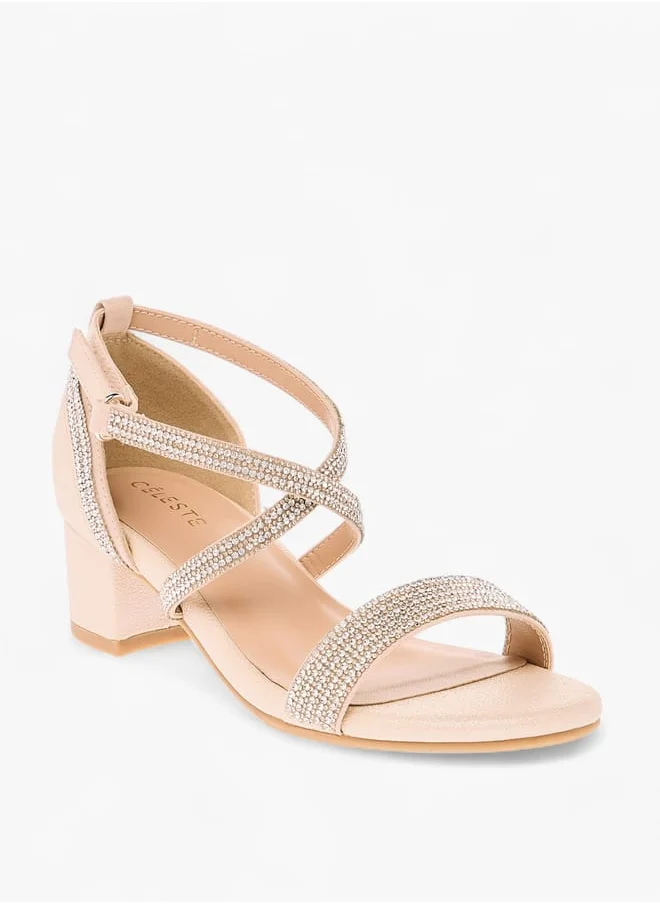Celeste Girl's Embellished Sandals with Hook and Loop Closure