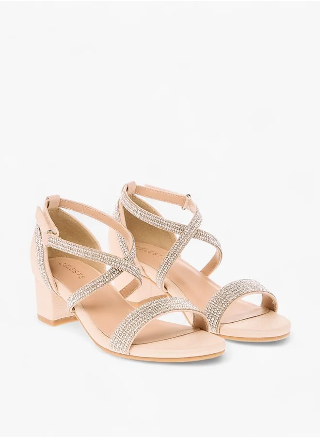 Celeste Girl's Embellished Sandals with Hook and Loop Closure