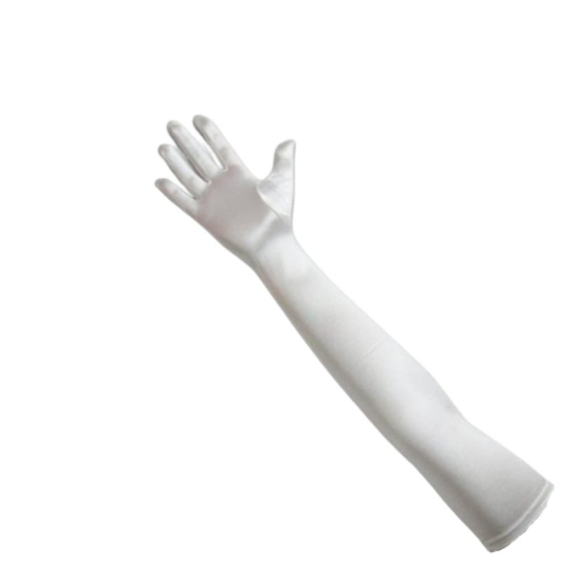 Tapp Collections Tapp C. Classic Adult Size 22" Long Opera Length Satin Gloves - Diamond White - Image 1
