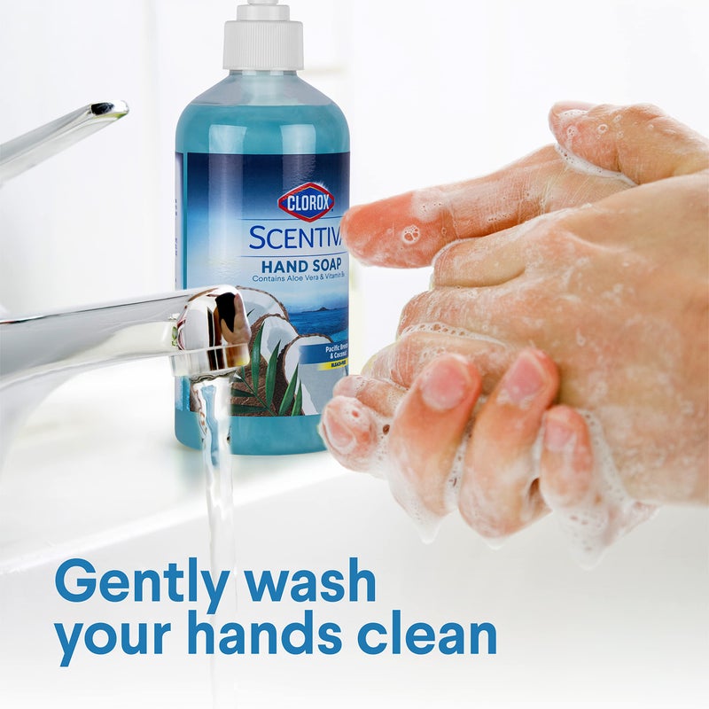 Clorox Scentiva Liquid Hand Soap 14 oz Liquid Hand Wash with Vitamin B5 BleachFree Scented Hand Soap for Kitchen or Bathroom, Pacific Breeze & Coconut, Aloe Vera, 1 Count - Image 3