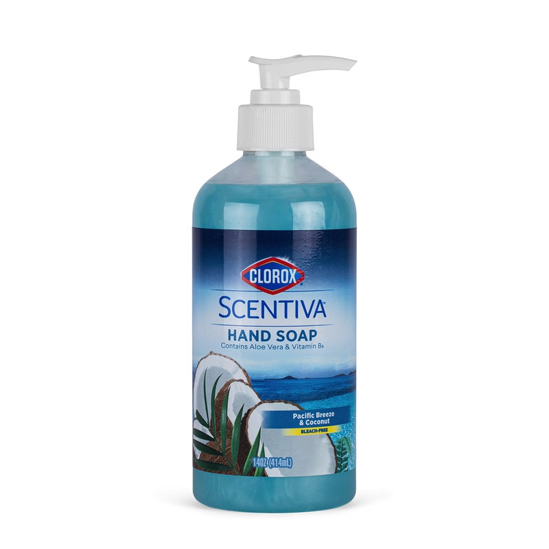 Clorox Scentiva Liquid Hand Soap 14 oz Liquid Hand Wash with Vitamin B5 BleachFree Scented Hand Soap for Kitchen or Bathroom, Pacific Breeze & Coconut, Aloe Vera, 1 Count - Image 1
