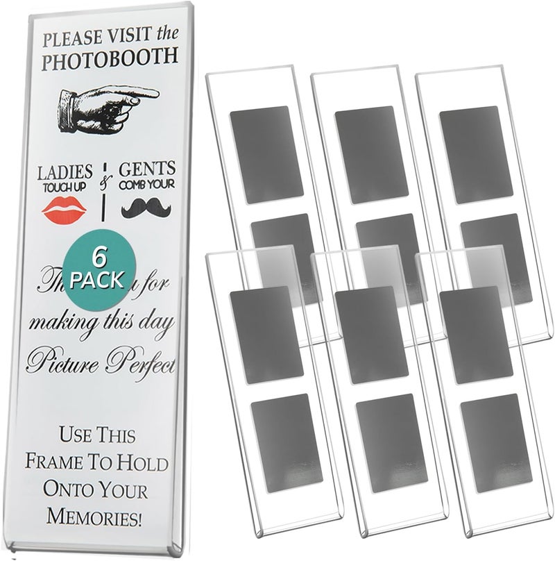 pbf PHOTO BOOTH FRAMES 2x6 Magnetic Picture Frames for Refrigerator | 2 x 6 Clear Magnetic Acrylic Frames for Photo Strips | Magnetic Photo Holders for Fridge, Locker, Sign Holder (6-Pack) - Image 1