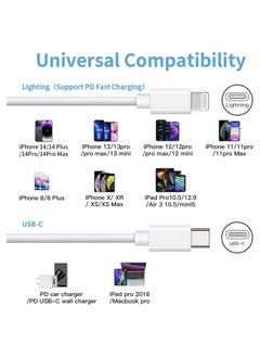 Digipace 3Pack Type-C to Lightning Cable, 6FT iPhone Fast Charger Cable  Power Delivery Type C Charging Cord Compatible with iPhone 14 13 13 Pro Max 12 12 Pro Max 11 XS XR X 8 iPad,White  - Image 5