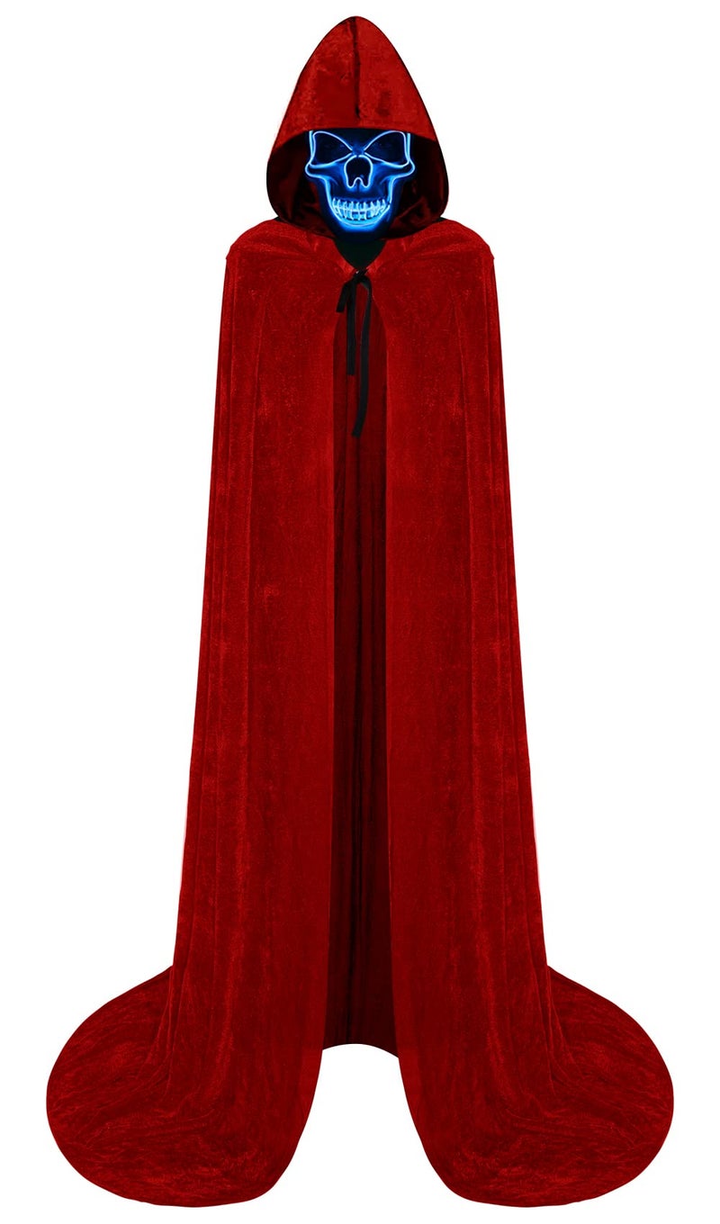 Double Couple Halloween Costumes for Adults with Scary Light up Mask Cosplay Cape Costumes Cloak with Hood for Women Men - Image 1