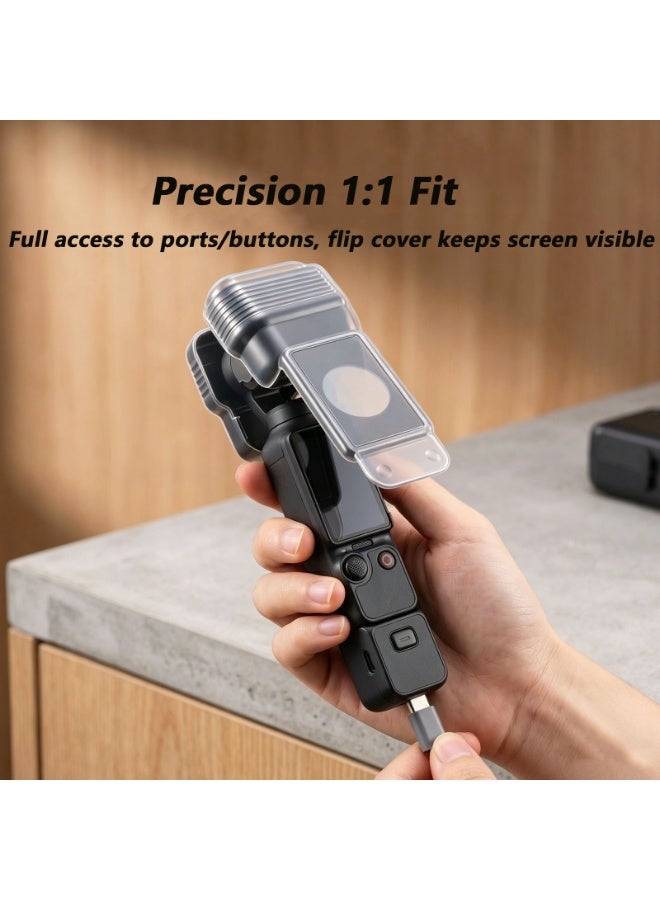 Flip Protective Case for DJI Osmo Pocket 4, Hard PC Camera Cover with Lens & Screen Protection, Anti-Scratch Shockproof Shell with Flip Design, DJI Pocket 4 Essential  Accessories Lightweight Portable Protector - Image 3