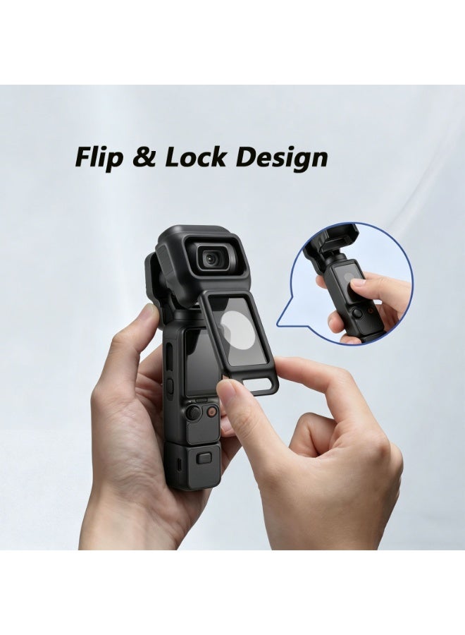 Flip Protective Case for DJI Osmo Pocket 4, Hard PC Camera Cover with Lens & Screen Protection, Anti-Scratch Shockproof Shell with Flip Design, DJI Pocket 4 Essential  Accessories Lightweight Portable Protector - Image 4