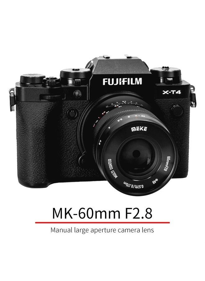 Meike - 60mm f2.8 Large Aperture APS-C Frame Manual Focus Prime Fixed Lens Compatible with Fujifilm Mirrorless Camera Such as X-T1 X-T2 X-T3 - Image 1