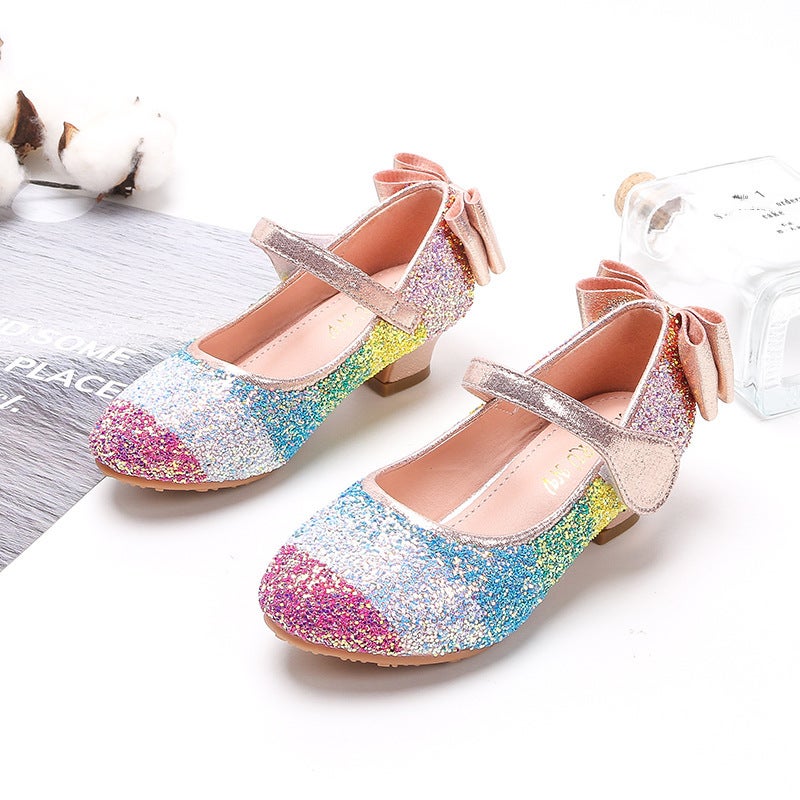 Girls Princess Shoes 2024 Spring New Children''s Soft Sole Stylish Single Shoes Little Girls Dance Performance High Heeled Shoes - Image 3