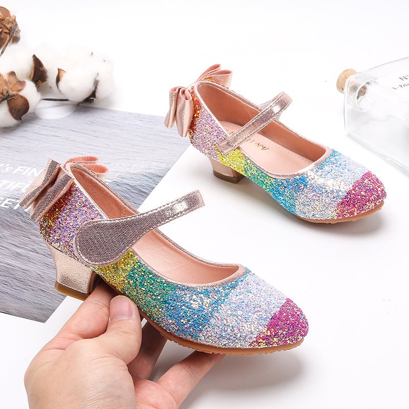 Girls Princess Shoes 2024 Spring New Children''s Soft Sole Stylish Single Shoes Little Girls Dance Performance High Heeled Shoes - Image 4