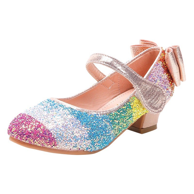 Girls Princess Shoes 2024 Spring New Children''s Soft Sole Stylish Single Shoes Little Girls Dance Performance High Heeled Shoes - Image 2